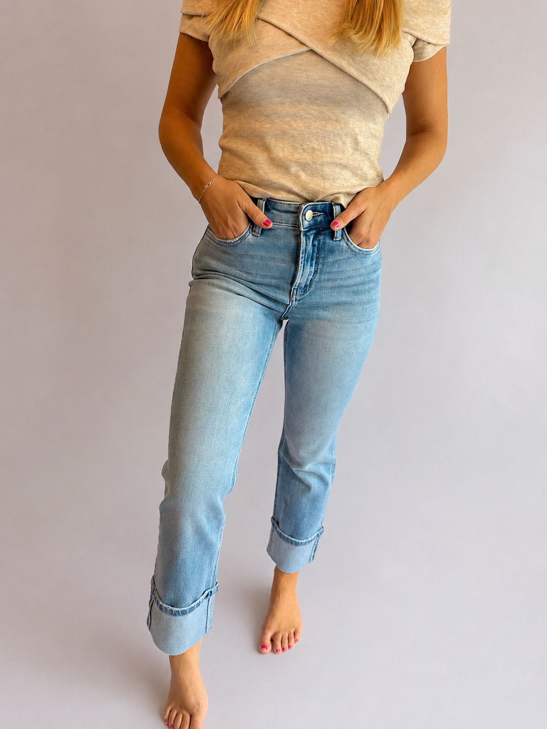 Cuffed Straight Jeans